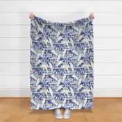 custom No.1. large - watching cranes with blue colors - large scale 19" fabric