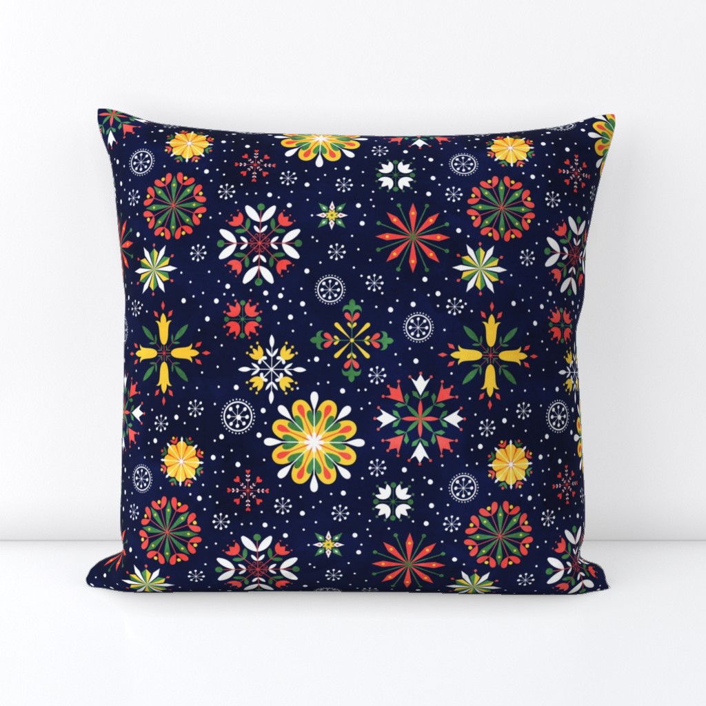 Floral Snowflakes Red Bell