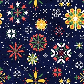 Floral Snowflakes Red Bell
