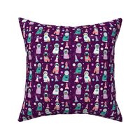 SMALL - space cats fabric // cat cats design cute cats kittens kitty design - purple