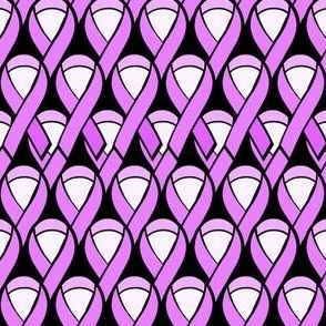 Non-Hodgkin's Lymphoma Lavender Cancer Ribbons Stacked Lattice with Black