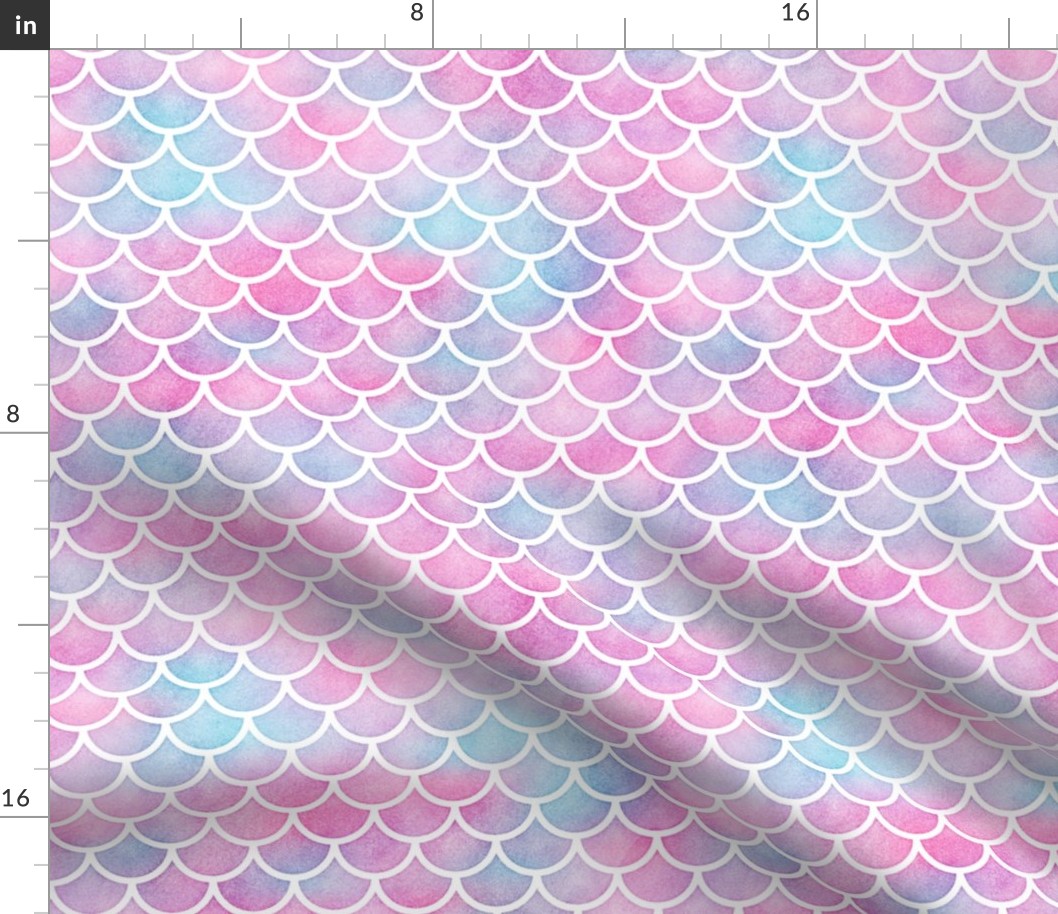 Magical Mermaid Scales Pattern on Watercolor