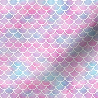 Small Magical Mermaid Scales Pattern on Watercolor