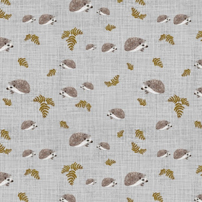 Susanna hedgehogs on gray linen