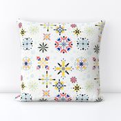 Floral Snowflakes Yellow on White