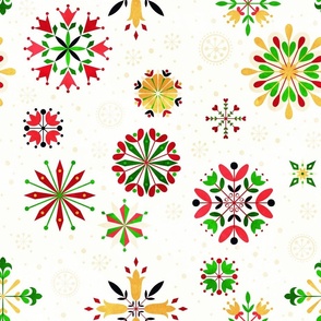 Floral Snowflakes Christmas Colours