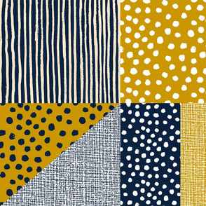Spots and stripes quilt gold navy by Mount Vic and Me