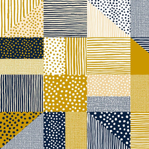 Spots and stripes quilt gold and navy small by Mount Vic and Me