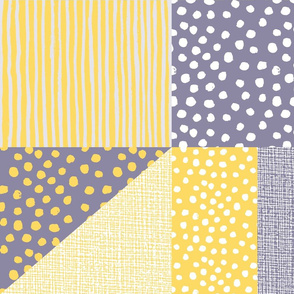 Spots and stripes quilt yellow and purple by Mount Vic and Me