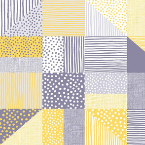 Spots and stripes quilt yellow and purple small by Mount Vic and Me