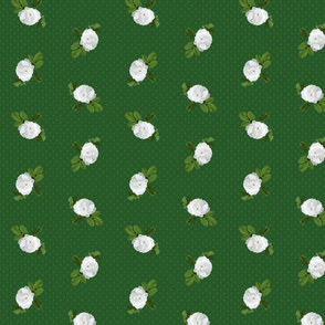 White Rose Dark Green Dots