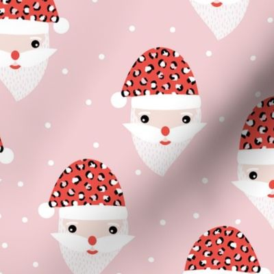 Santa claus and leopard friend animals skin  Christmas panther trend pink red hat