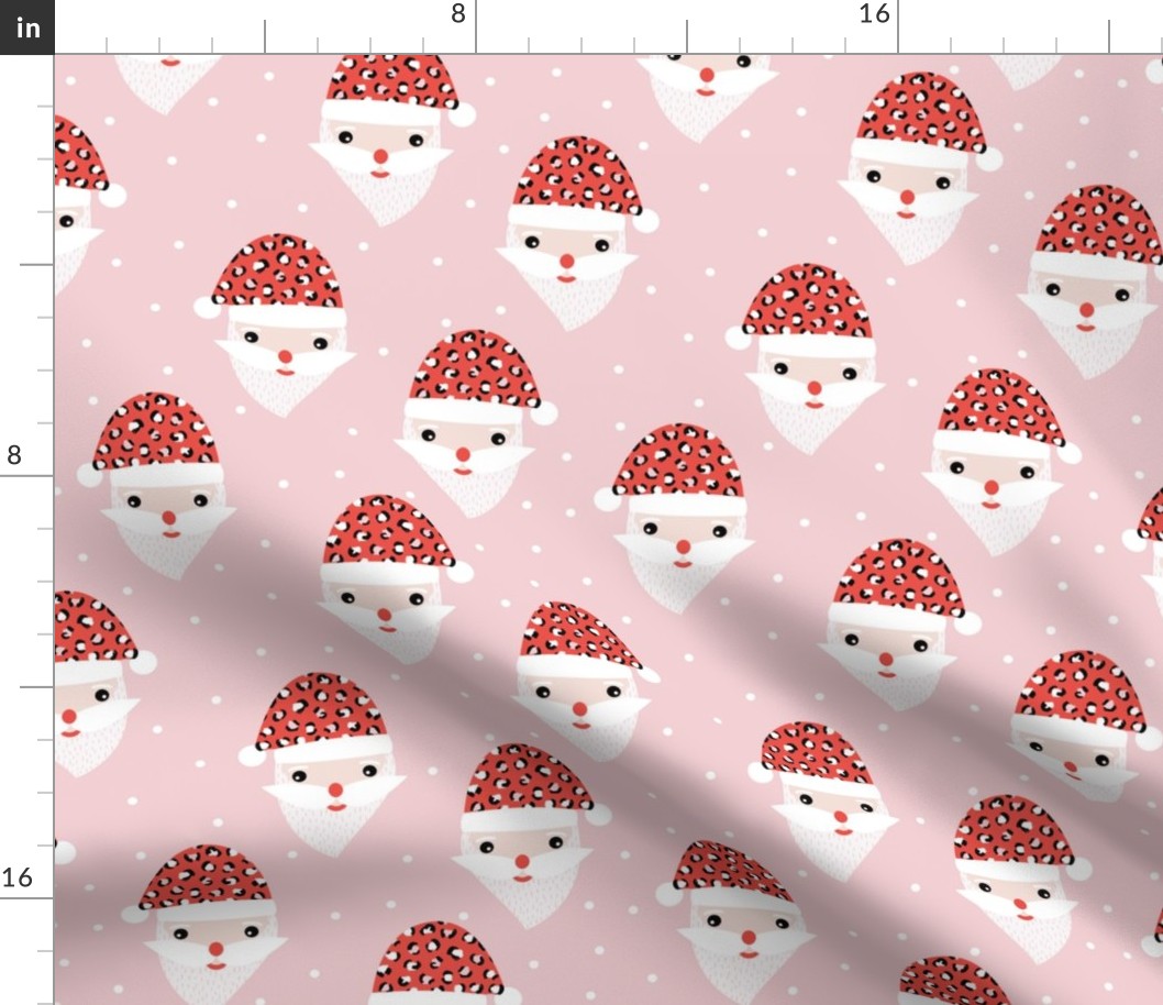 Santa claus and leopard friend animals skin  Christmas panther trend pink red hat