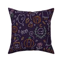 Running stitch Halloween embroidery pattern