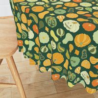 Halloween Pumpkins and Squash in dark green by Pippa Shaw