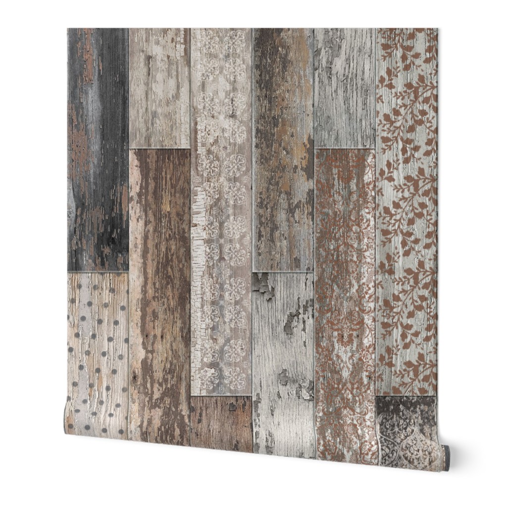 Vintage Wood Tiles Random Grey Brown