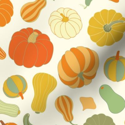 Pumpkins and Squash orange and green by Pippa Shaw