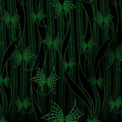 ★ SPIDER WEB THREADS ★ Black and Green - Small Scale / Collection : Halloween Moths - Creepy Prints