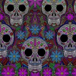 Day of the Dead embroidered Halloween floral