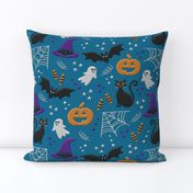 Halloween embroidery caribbean blue orange