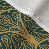 Art Deco Autumn Oak Leaf in Green and Gold - Medium