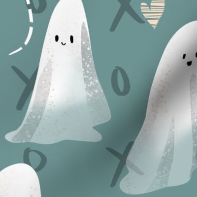 Sweet Ghosts and Bats - on Teal xoxo
