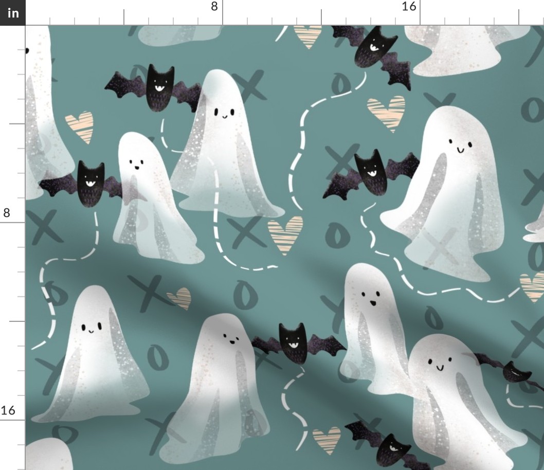 Sweet Ghosts and Bats - on Teal xoxo
