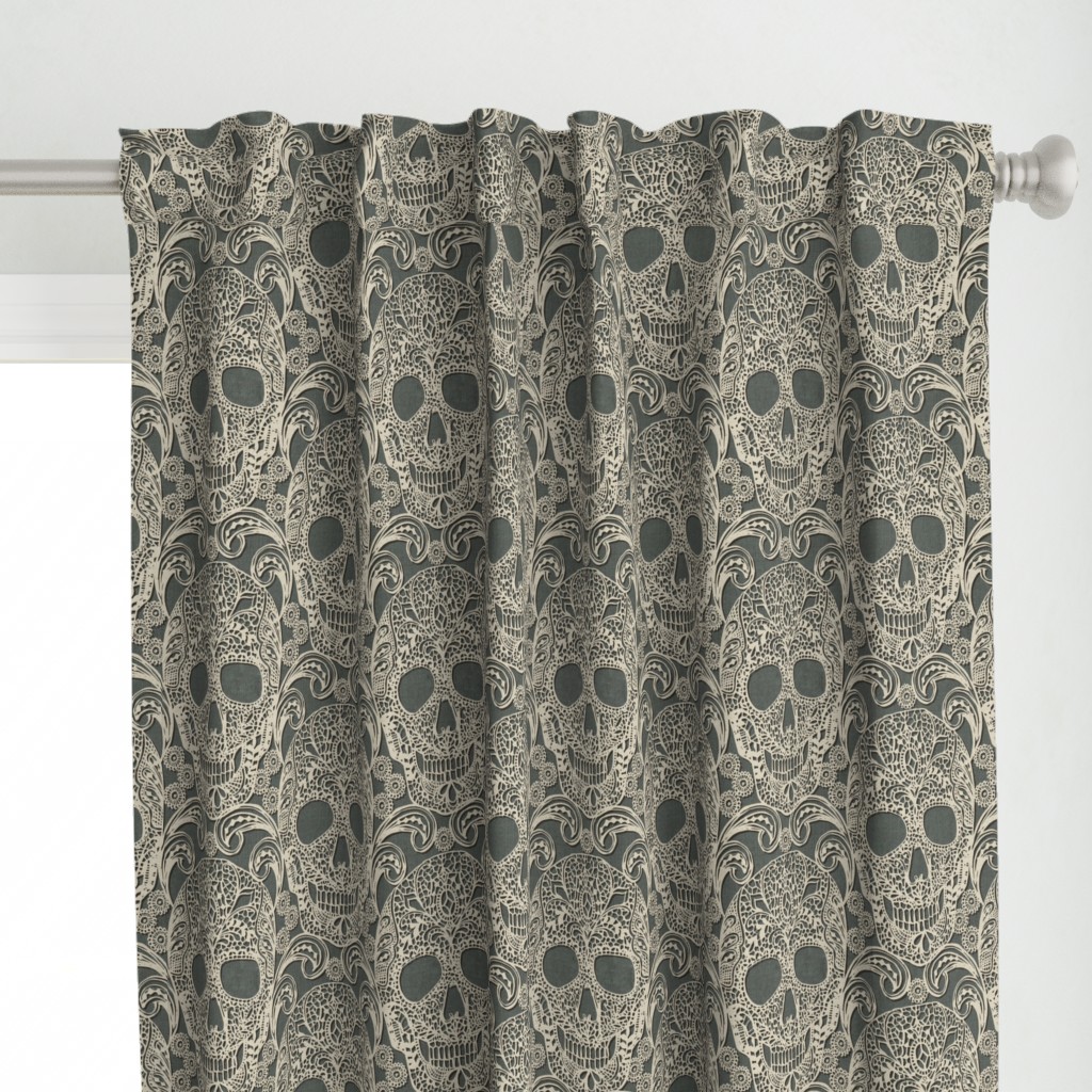 Lace Skulls {Grey} -large