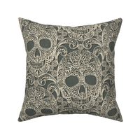 Lace Skulls {Grey} -large