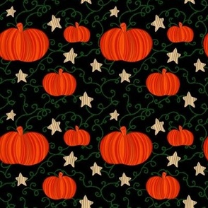 Pumpkins & Stars on Black