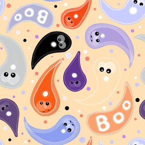 Spooktacular Paisley (light background)  by Kara Peters