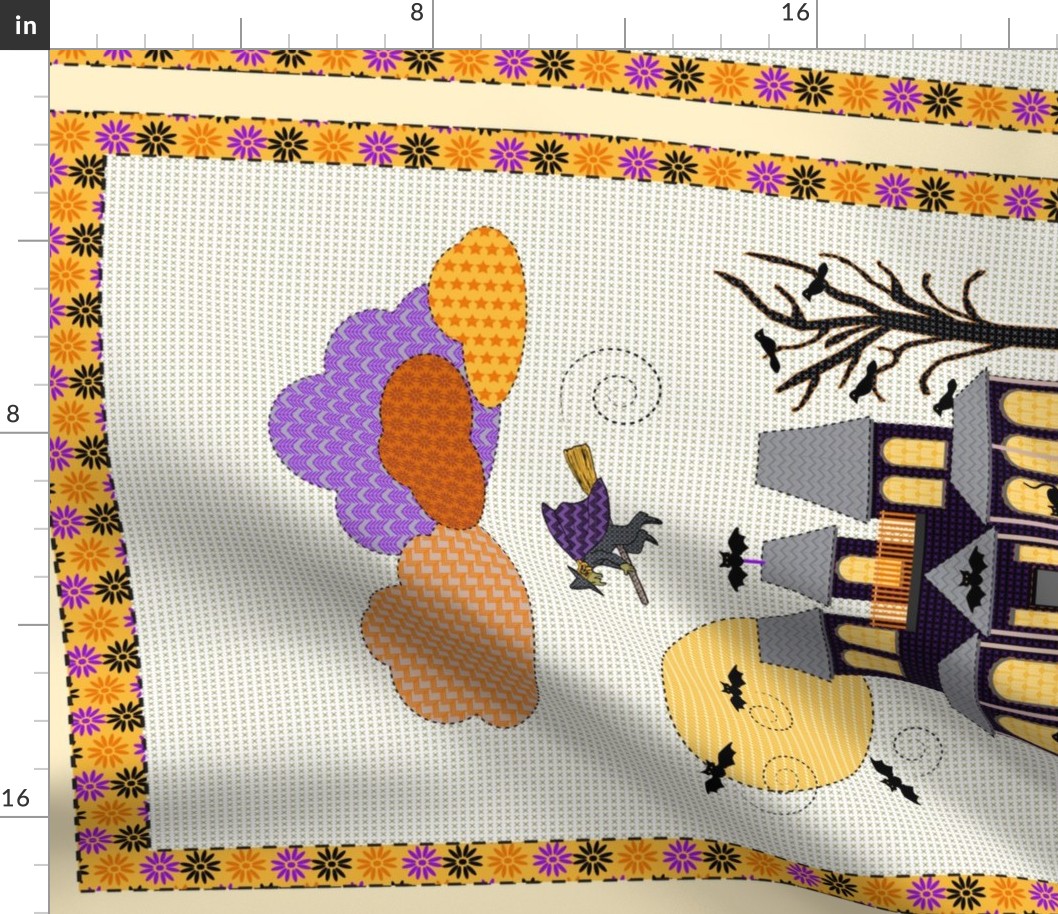 Halloween Embroidery, Tea Towel