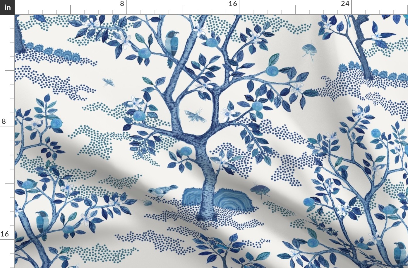 Blue Citrus Grove Toile