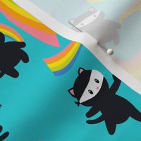 Ninja Cats with Rainbows - 18" repeat