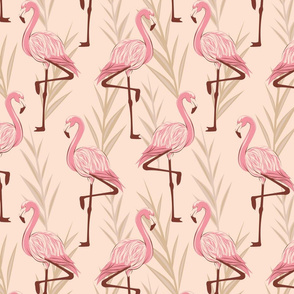 standing flamingos - sand