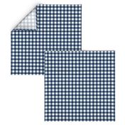 Half Inch Navy Blue and White Checkered Italian Bistro Cloth with Flowers