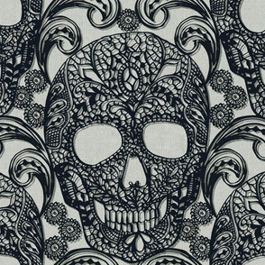 Lace Skulls {Black} -large