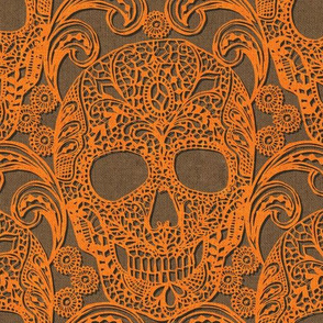 Lace Skulls {Orange} -large