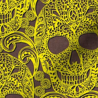 Lace Skulls {Yellow} -large