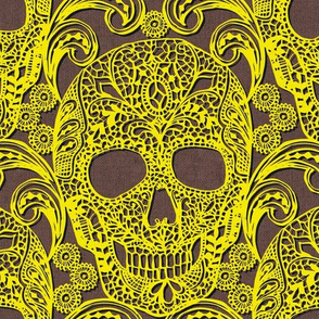 Lace Skulls {Yellow} -large