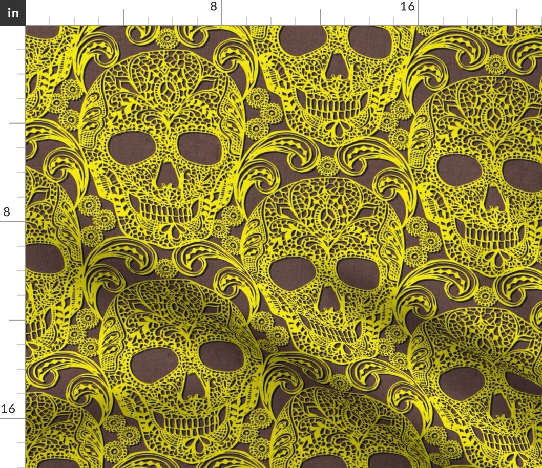 Lace Skulls {Yellow} -large