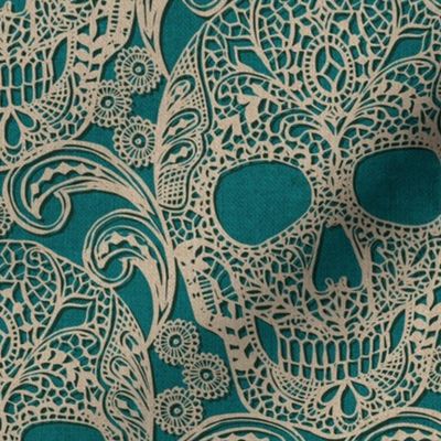 Lace Skulls {Teal} - large