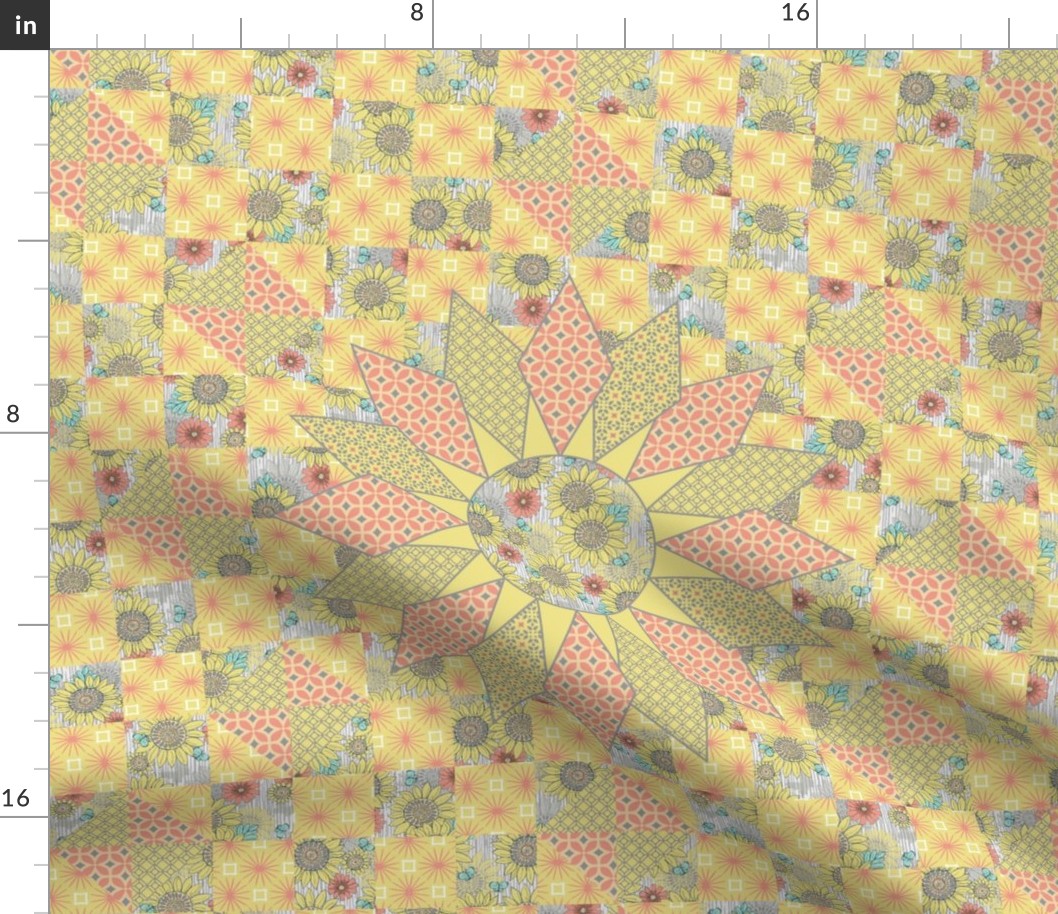 Sunflower Cheater Quilt, fat quarter