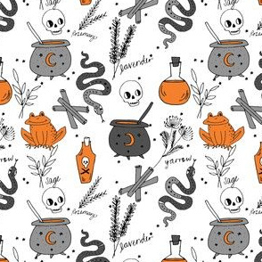 SMALL - Halloween spooky cauldron snakes potions pattern by andrea lauren purple green