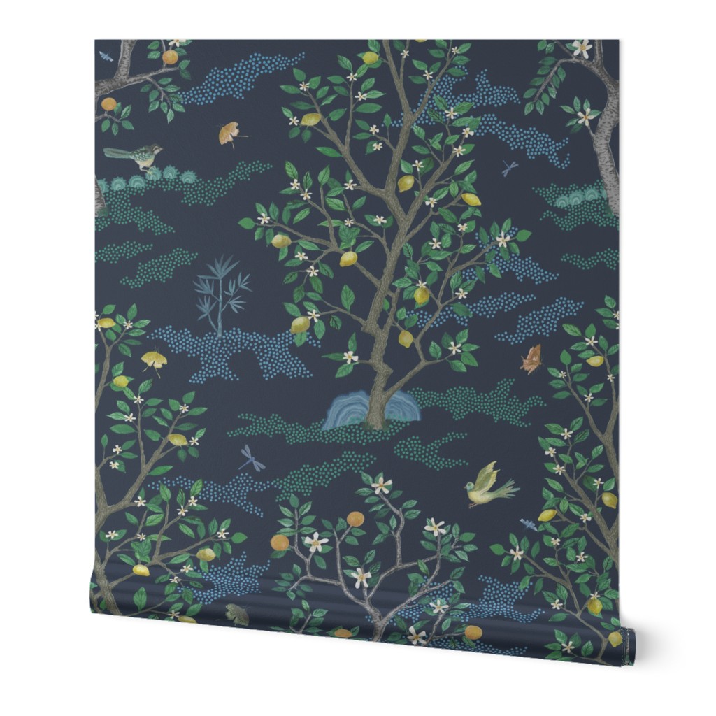 Multi Citrus Grove Toile Navy