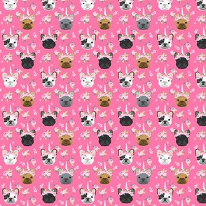 SMALL - frenchie unicorn crown fabric - french bulldog unicorn, frenchie unicorn dog, frenchicorn dog, floral crown - pink
