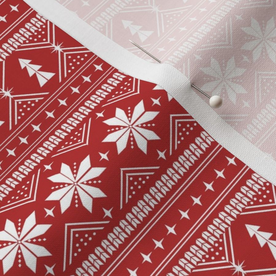 SMALL - nordic christmas minimal sweater giftwrap holiday fabric red