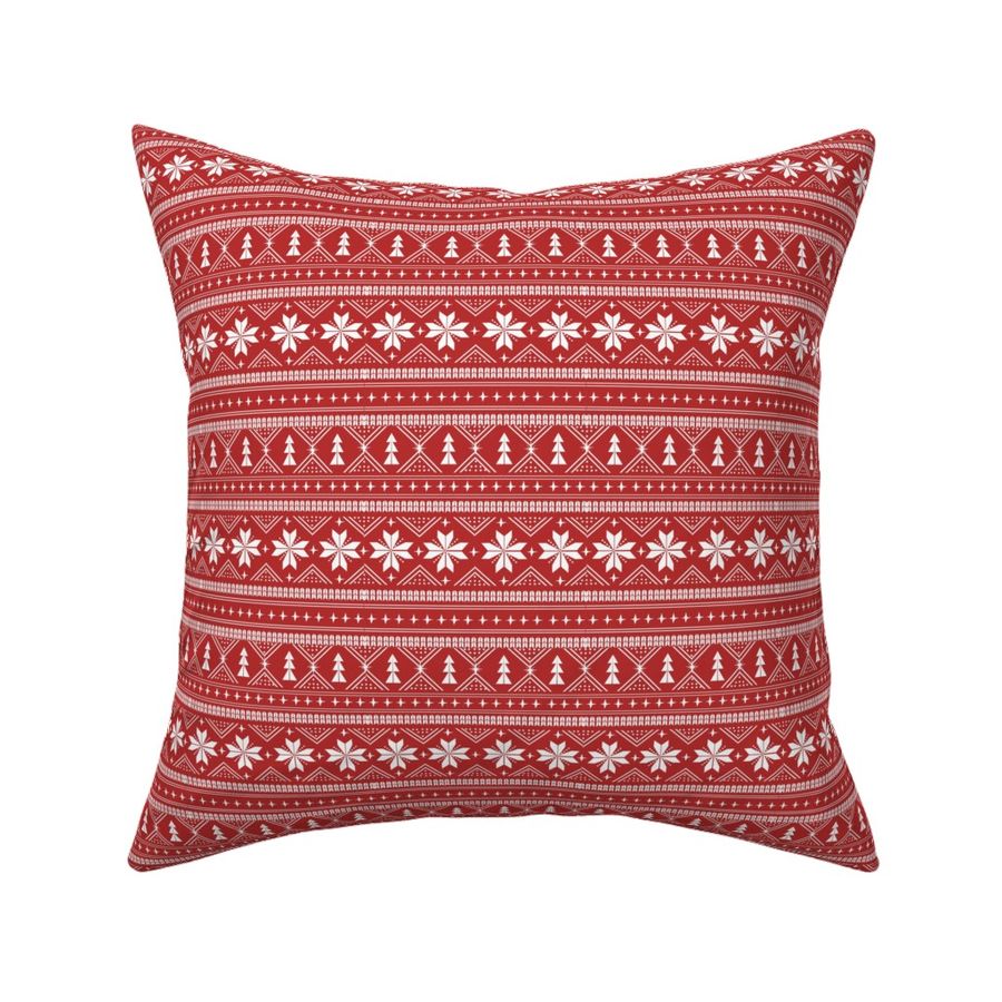 SMALL - nordic christmas minimal sweater giftwrap holiday fabric red