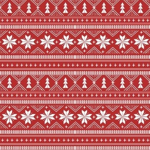 SMALL - nordic christmas minimal sweater giftwrap holiday fabric red