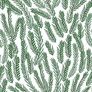 SMALL - pine needles christmas tree fabric pattern minimal forest winter light